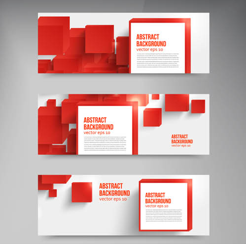 Red Abstract Banners set vector