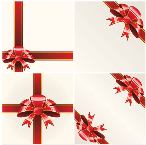 Red Bows Cards vectors graphic