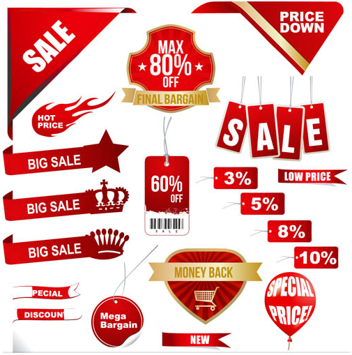 Red Bright Sale Elements art vector
