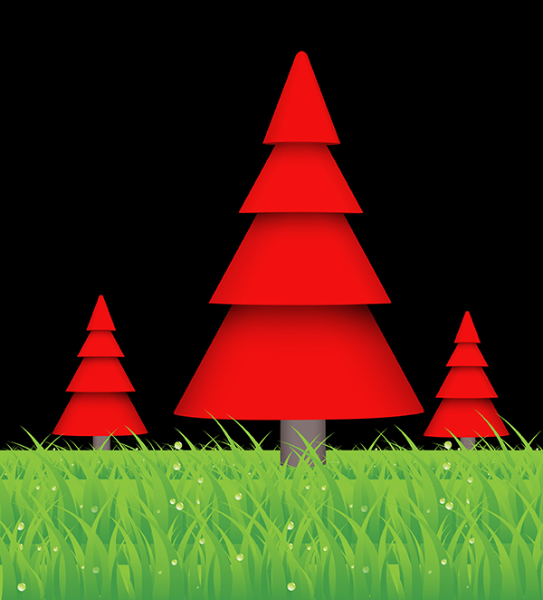 Red Christmas Trees vector graphics