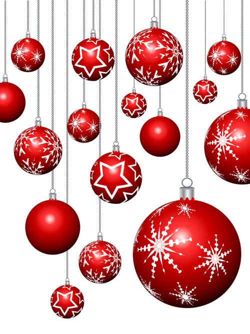 Download Red Christmas baubles vector free download