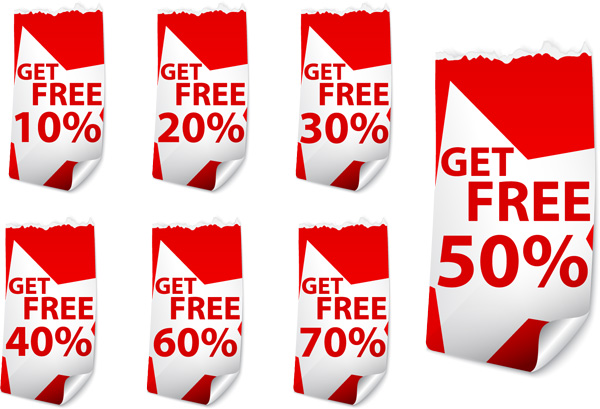 Red Discount stickers 1 vector