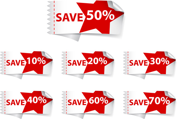 Red Discount stickers 2 vector