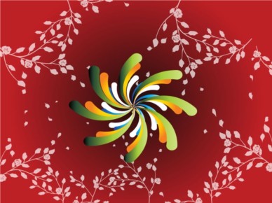 Red Floral Spiral Background vector