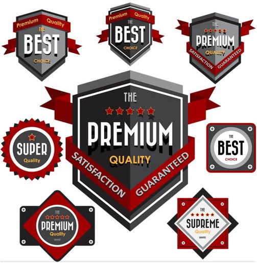 Red Quality Labels vector