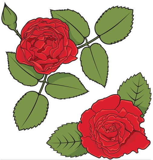 Red Shiny Roses free vector set