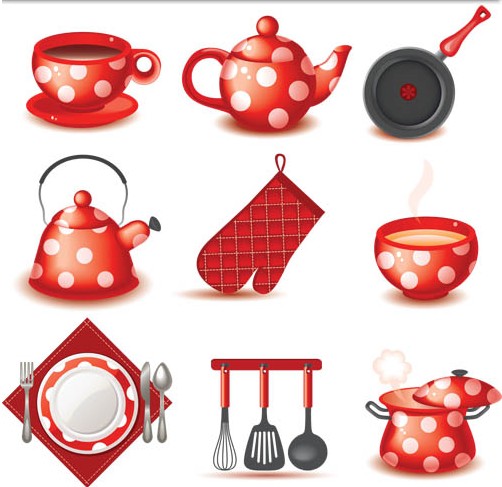Red Stylish Cookware free vectors graphics