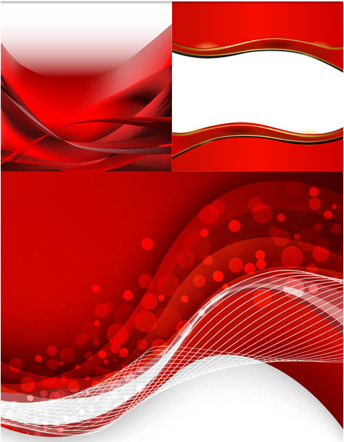 Red Waves Backgrounds set vector