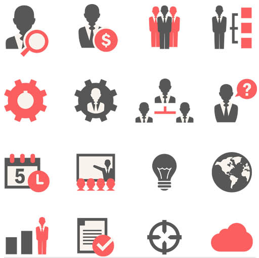 Red-black Business Icons vector