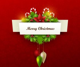 Red christmas background with xmas card design vector 01
