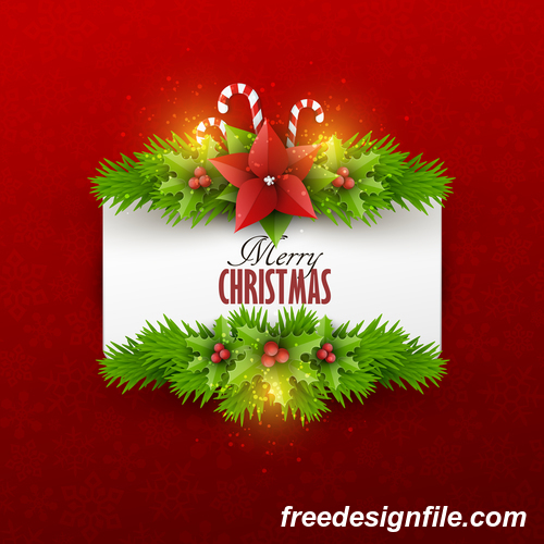 Red christmas background with xmas card design vector 03 free download