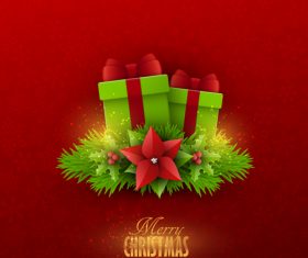 Red christmas background with xmas card design vector 04