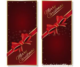 Red christmas banners with red ribbon and bow vector