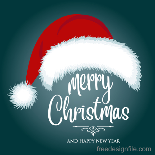 Red christmas hat with xmas background vector
