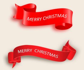Red christmas ribbon banners vectors 01