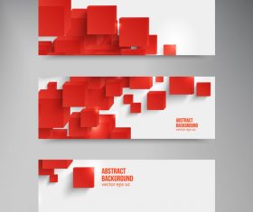 Red cube with banners template vector 01