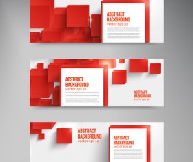 Red cube with banners template vector 02