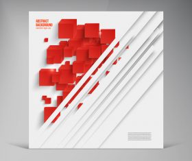 Red cube with brochure cover template vector 01
