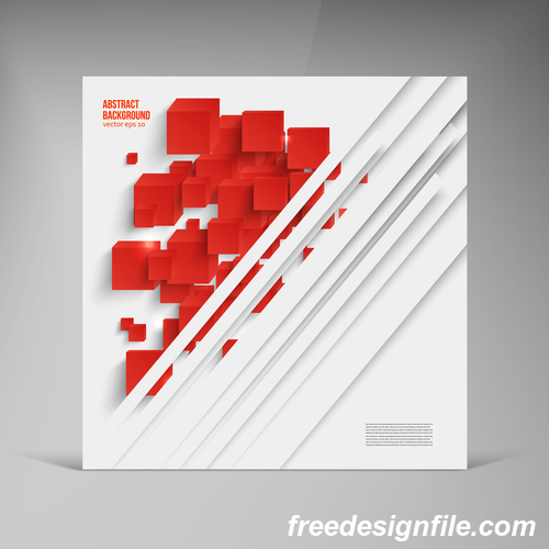 Red cube with brochure cover template vector 01