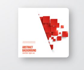 Red cube with brochure cover template vector 02