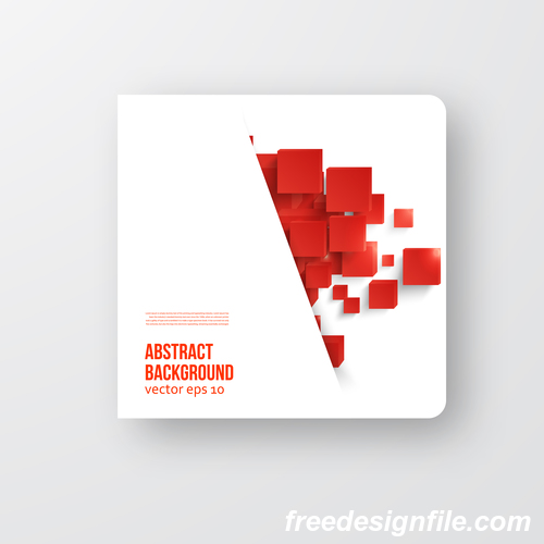 Red cube with brochure cover template vector 02