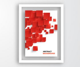 Red cube with brochure cover template vector 03