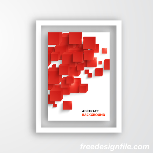 Red cube with brochure cover template vector 03