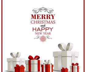 Red frame with christmas gift card vector material 01