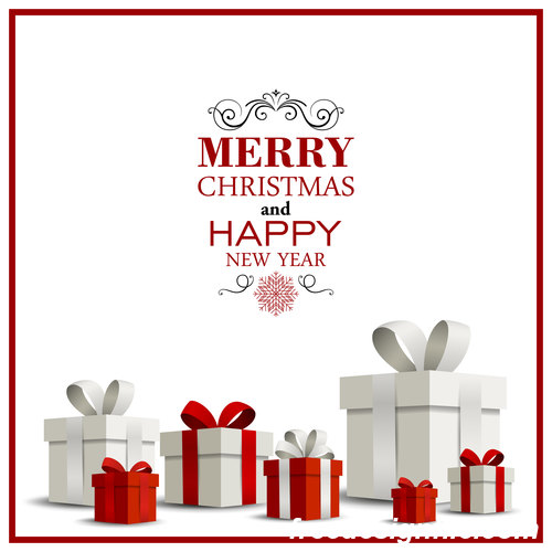 Red frame with christmas gift card vector material 01