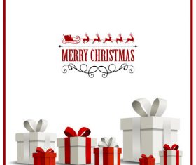 Red frame with christmas gift card vector material 02