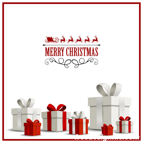 Red frame with christmas gift card vector material 02