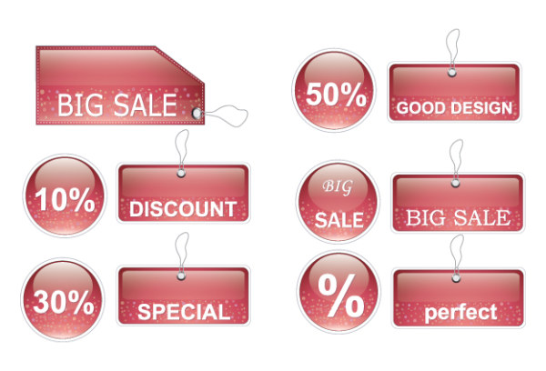 Red glass tags 1 vector