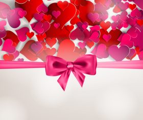 Red heart valentine backgrounds with ribbon bows vector