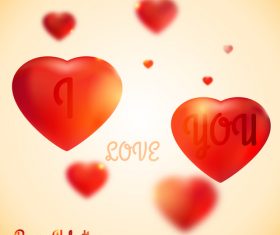 Red heart with blurs valentine background vector