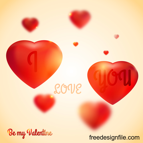 Red heart with blurs valentine background vector