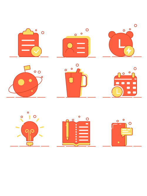 Red office learning class small icons vector