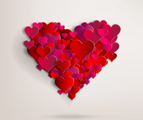 Red paper heart valentine backgrounds design vector 01