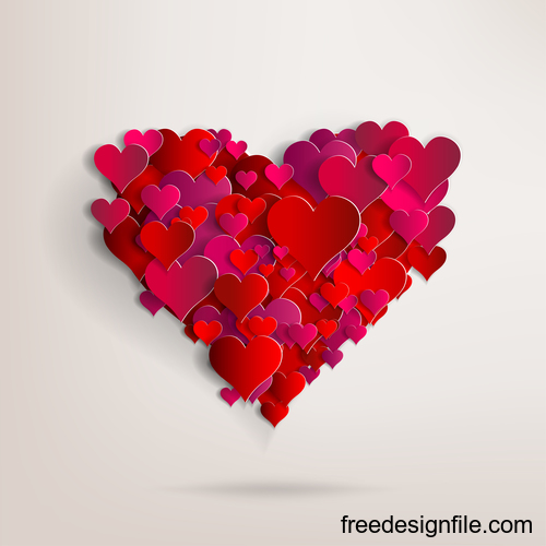 Red paper heart valentine backgrounds design vector 01