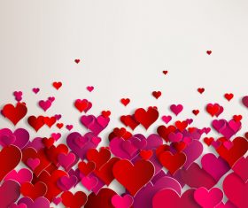Red paper heart valentine backgrounds design vector 02