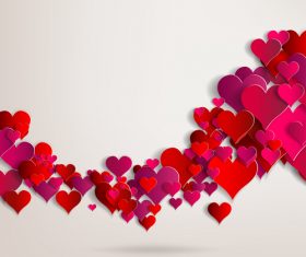 Red paper heart valentine backgrounds design vector 03