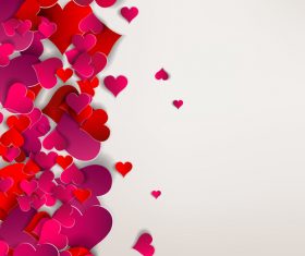 Red paper heart valentine backgrounds design vector 05