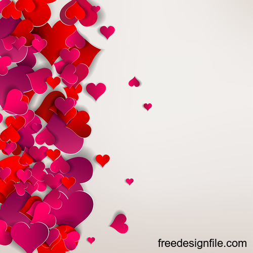 Red paper heart valentine backgrounds design vector 05