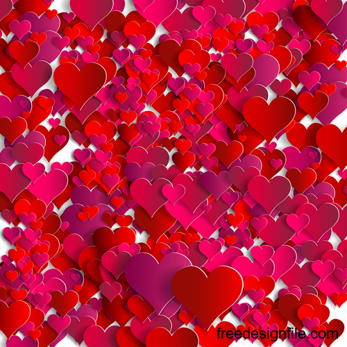 Red paper heart vector valentine pattern 01
