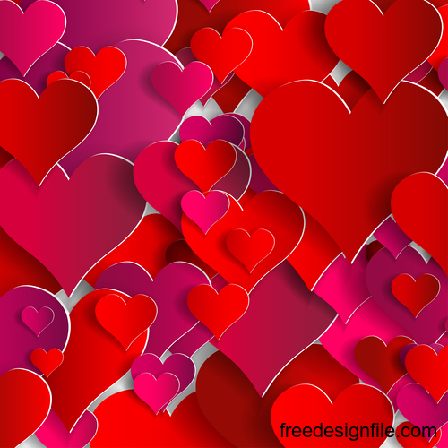 Red paper heart vector valentine pattern 02