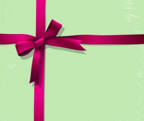 Red ribbon bows with green background vector