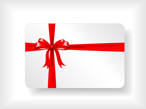 Red ribbon gift card vector