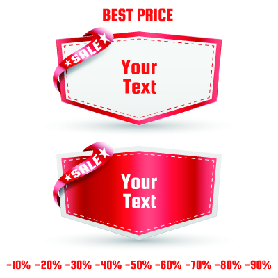 Red ribbon sale labels 1 vector