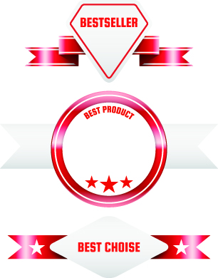 Red ribbon sale labels 2 vector