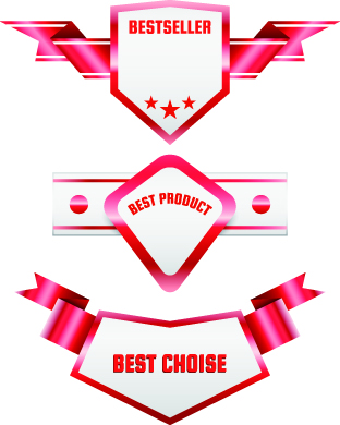 Red ribbon sale labels 3 vector