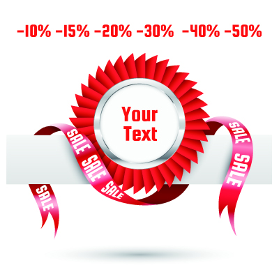 Red ribbon sale labels 4 vector